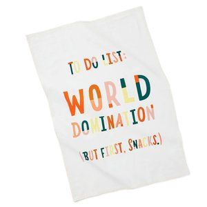 Hallmark Tea Towel, To Do List World Domination, Humorous Kitchen Towel, NWT
